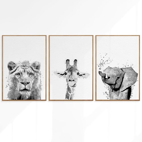 Set of 6 Safari Animal Prints Black and White African Baby - Etsy