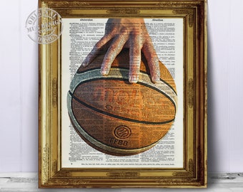 Boys Room Decor Sports Dictionary Art Print, Illustration Dictionary Page Book Art Print, Vintage Dictionary Pages Book Basketball Art Print