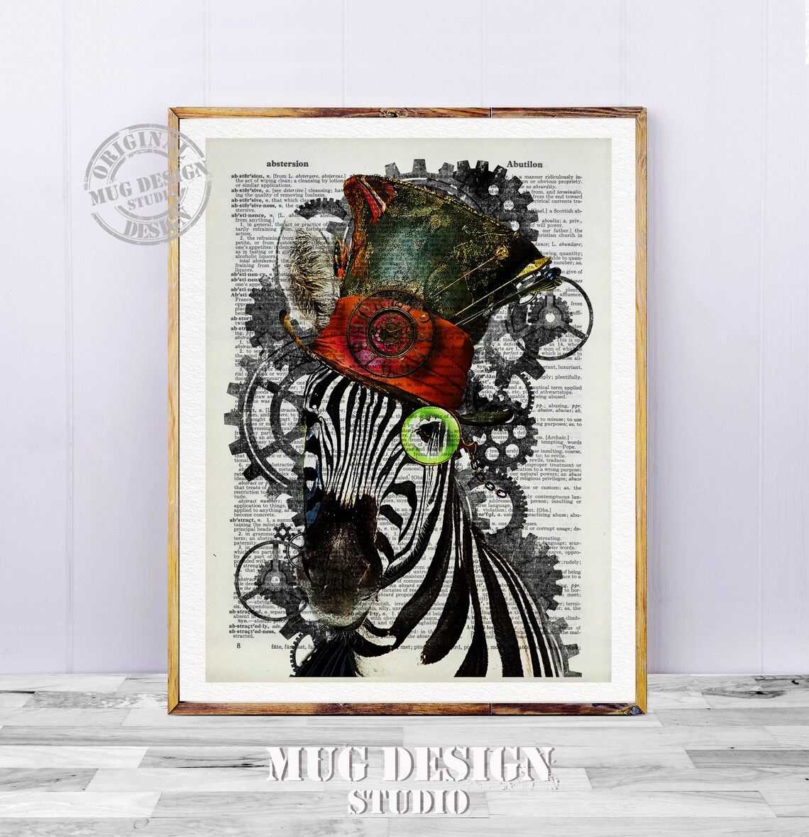 Safari Animals Set 4 Dictionary Art Print Steampunk Art | Etsy