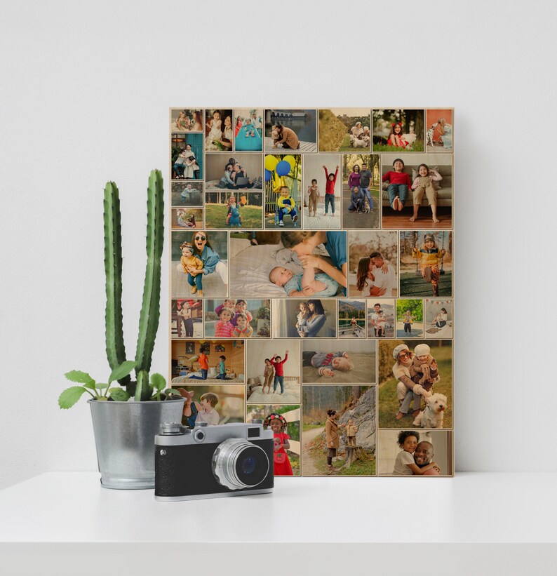 Custom Photo Collage on Wood Unlimited Photos Collage Etsy