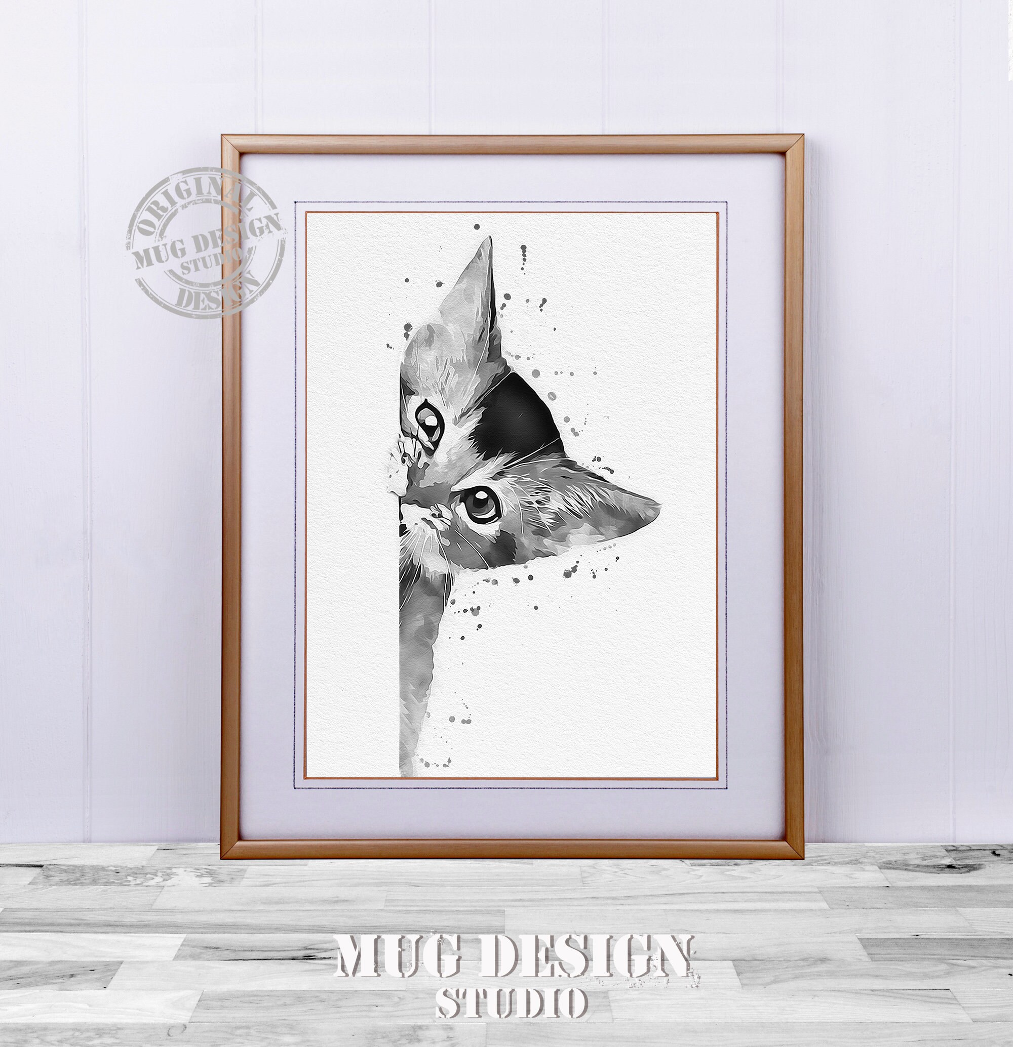 Cat Watercolor Print, Black and White, Cat Nursery Decor, Cat Print, Cat  Wall Decor, Baby Cat, Cat Painting, Cat Lover Gift, Animals Print 
