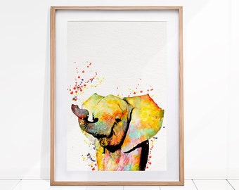 Elephant Print, Elephant Baby Shower, Elephant Decor, Elephant Nursery, Elephant Wall Art, Watercolor Painting, Safari Nursery Decor, Prints