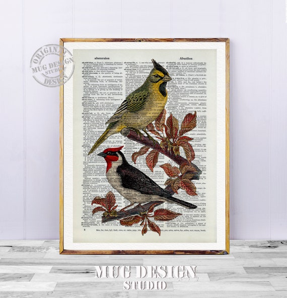 Nature Illustration Cranes Printed on Vintage Dictionary Page Wall Art Birds Artwork Vintage Dictionary Art Print Buy 2 Get 1 Free