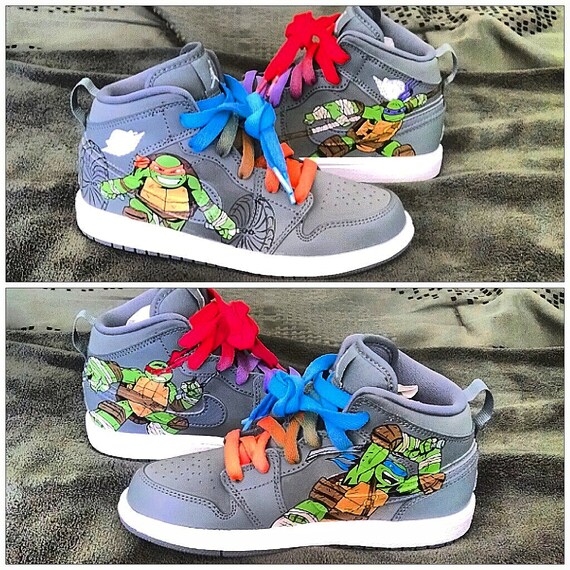 Items similar to Ninja Turtles Custom Kids Nike Air Jordan 1 Mid on Etsy