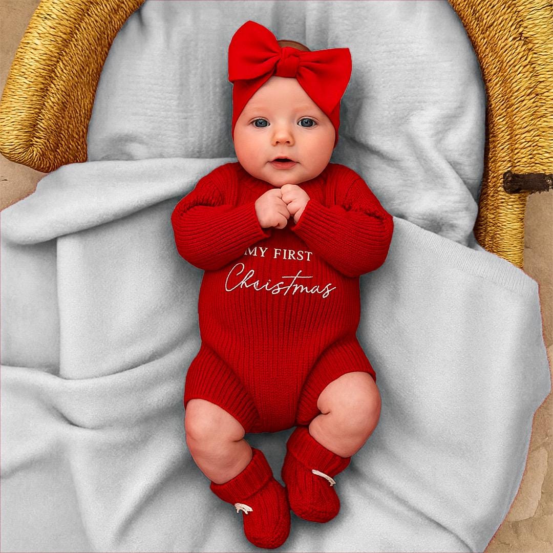 My First Christmas Outfit Set Cotton Romper, Blanket & Booties Must — free download