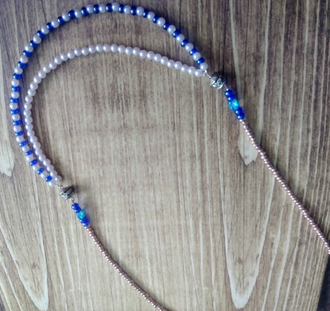 Women's Long Beaded Necklace Glass and Pearl Bead Etsy