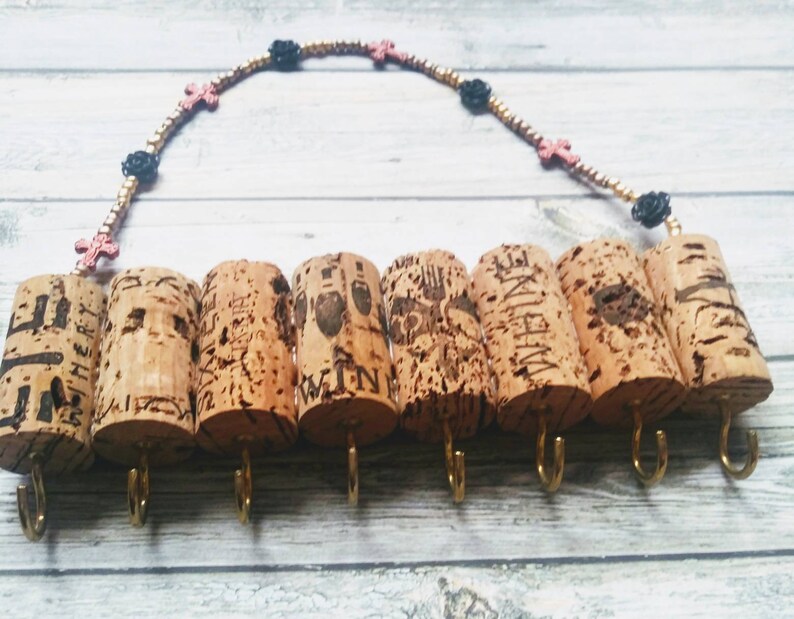 Wine Cork Jewelry Hanger Jewelry Storage Wall Rustic Etsy