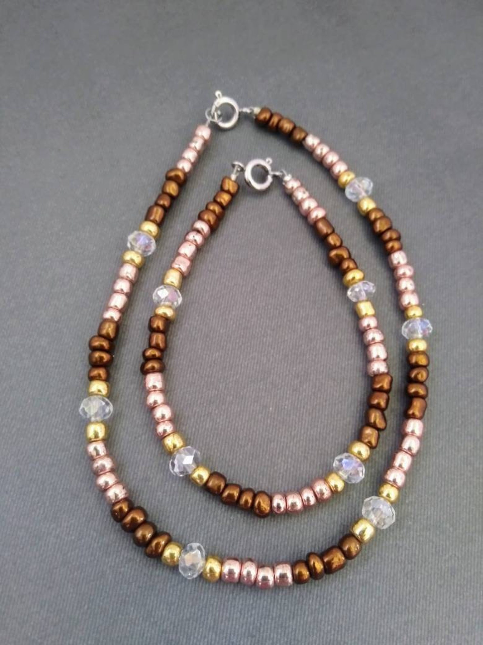 Bracelet and Anklet Set Jewelry Set Gold and Brown Jewelry Etsy