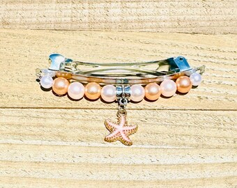 Starfish Pearl Bead Barrette: Beach Hair Accessory