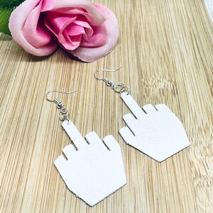 Middle Finger Earrings, Glitter Faux Leather Dangle Earrings, Middle Finger Earrings for Her, Earrings for Going Out
