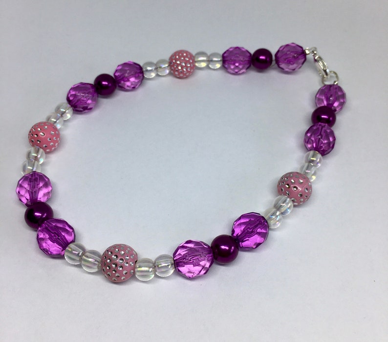 Anklet Women\u2019s Beaded Anklet Ankle Bracelet for Her Pearl Bead Anklet 10 Inch Anklet Purple Beaded Anklet Pink and Purple Anklet