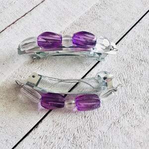 Small Purple French Barrettes, Purple Hair Accessories, Purple Beaded Barrettes, 2 Inch Barrettes, Fancy French Barrettes, Unique Hair Clips