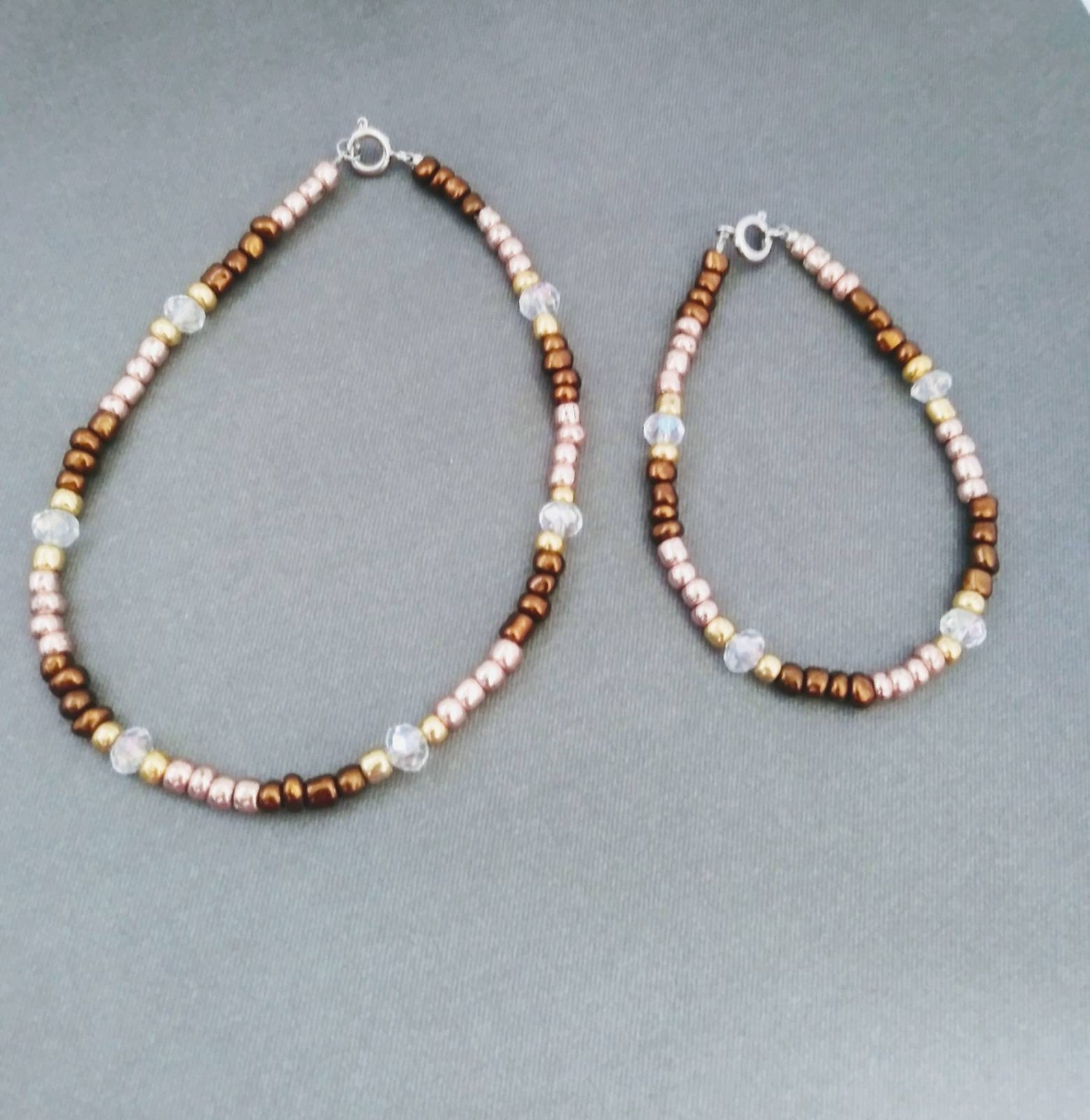 Bracelet and Anklet Set Jewelry Set Gold and Brown Jewelry Etsy