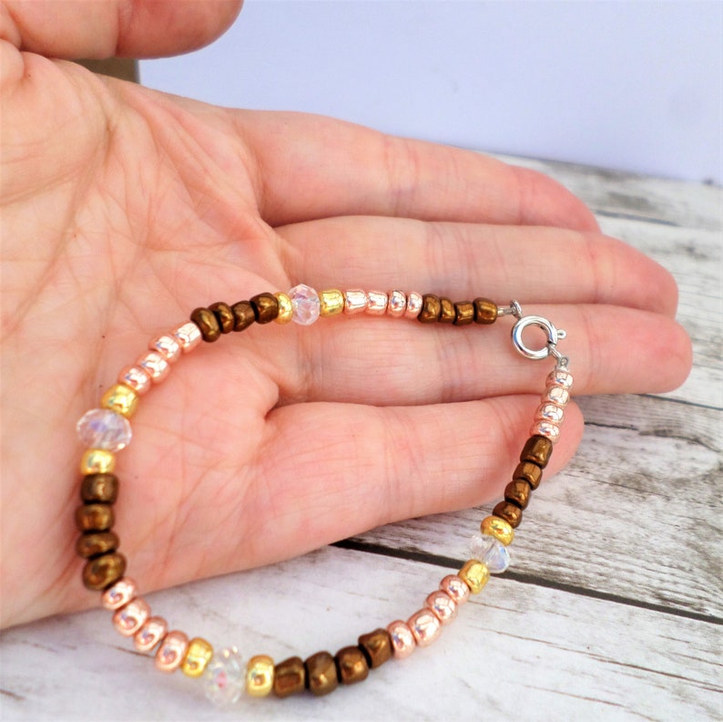 Small Bead Jewelry Seed Bead Anklet Jewelry Set Seed Bead Bracelet Seed Bead Jewelry Gold and Brown Jewelry Bracelet and Anklet Set