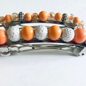 Barrettes for Women, Orange Hair Accessories, French Barrette for Thick Hair, French Barrette for Thin Hair, Beaded Hair Barrette