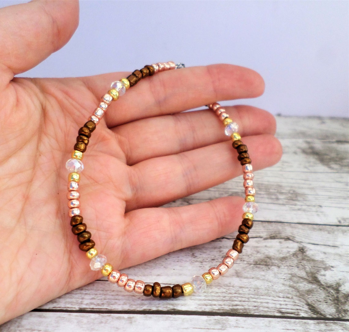 Bracelet and Anklet Set Jewelry Set Gold and Brown Jewelry Etsy