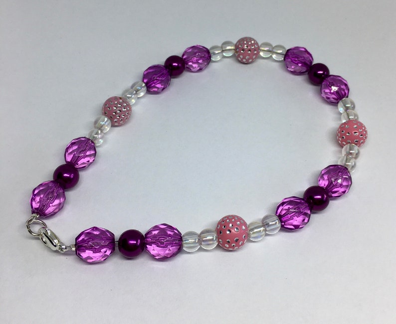 Anklet Women\u2019s Beaded Anklet Ankle Bracelet for Her Pearl Bead Anklet 10 Inch Anklet Purple Beaded Anklet Pink and Purple Anklet