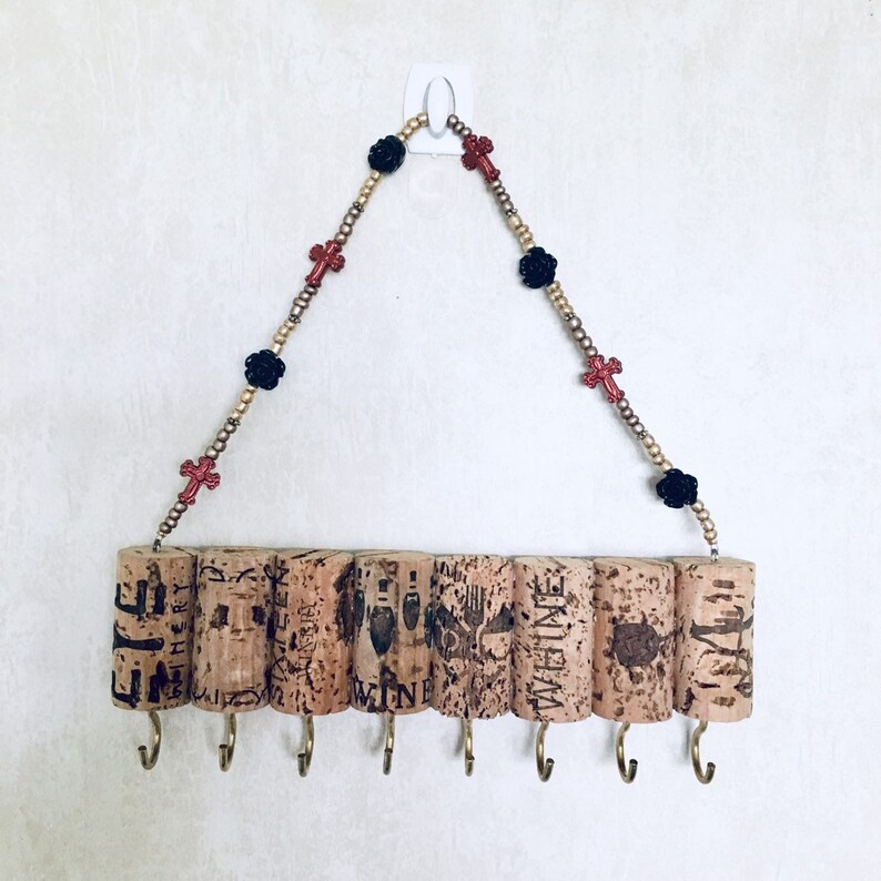 Wine Cork Jewelry Hanger Jewelry Storage Wall Rustic Etsy