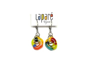 Glass earrings, multicolored