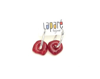 Fusion glass earrings, red!