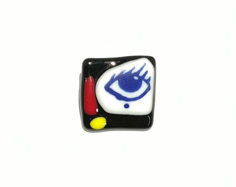 Half face fused glass brooch, pin, pin, gift