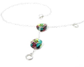 Colorful adjustable necklace, woman, bright jewelry, glass necklace, fashion accessories, trend