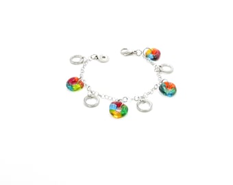 Women's bracelet, colorful, cheerful, glass charms, fashion accessories, trend
