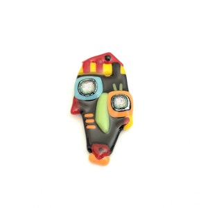 Fused glass pin pin brooch, colorful, joyful and original