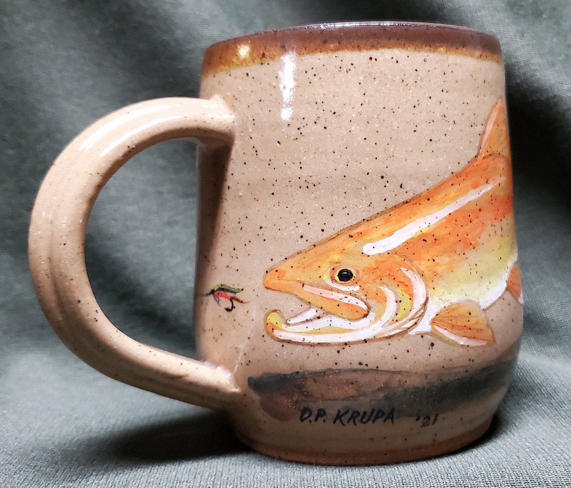 Stoneware Coffee Mug Palomino Trout Scene Etsy