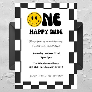 One Happy Dude Boys First Birthday Invitation | Instant Download | Editable Canva Template