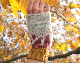 Fingerless gloves Knitting Pattern - Burn the capitol - Instant Download - Stranded gloves - knitted gloves - fingerless mitts gift for her