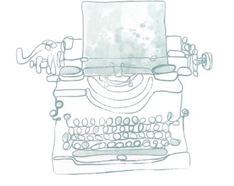 Hand-drawn Typewriter Monoprints (Numbers 1-5)