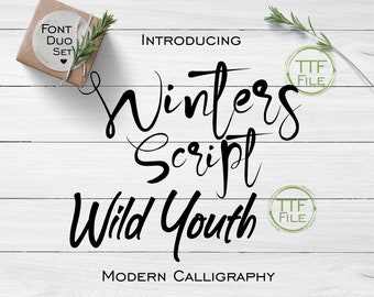 Fonts Set Digital Font Modern Calligraphy Swash Light Script Font Software Download TTF Files Word Silhouette Cricut Photoshop Corel Draw