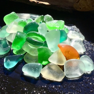 Colorful sea glass pieces For jewelry making Genuine sea glass Authentic sea coast glass For mosaic craft Sea glass scraps Aquarium decor