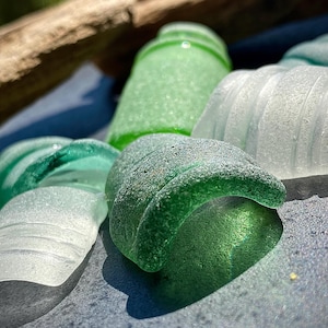 Part of a bottle neck 6 pcs old marine glass Frost sea glass for mosaic craft Smoky vintage glass Beach style home decor Real Black Sea find