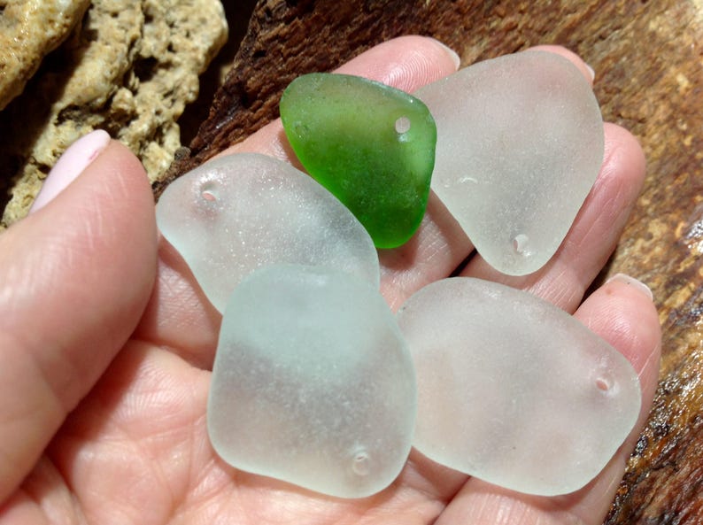 Sea Glass Hole 2 mm Drilled Sea Glass For Jewelry Crafts SmallMiddle Sea Glass Pendant Sea Glass Beads Beach Glass Jewelry Supply Sea Glass