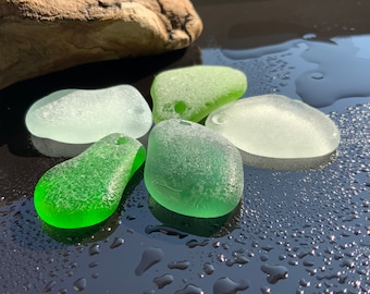 Real sea glass pendant Drilled beach glass Sea glass for jewelry craft Ocean glass with hole 2 mm Set for jewelry making Sea glass beads