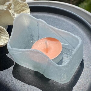 Sea Glass Tea Light Candle Holder Ashtray in Sea Stile Marine Ash Pot Rectangle Bottle Bottom Nautical Jewelry Organizer