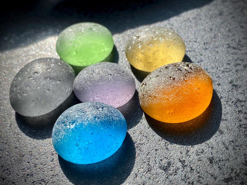 Colored Glass Rock Set Rare Sea Glass Stone Thick Frost Sea Glass 6 Pcs ...