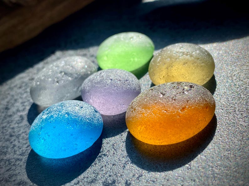 Colored Glass Rock Set Rare Sea Glass Stone Thick Frost Sea Glass 6 Pcs ...