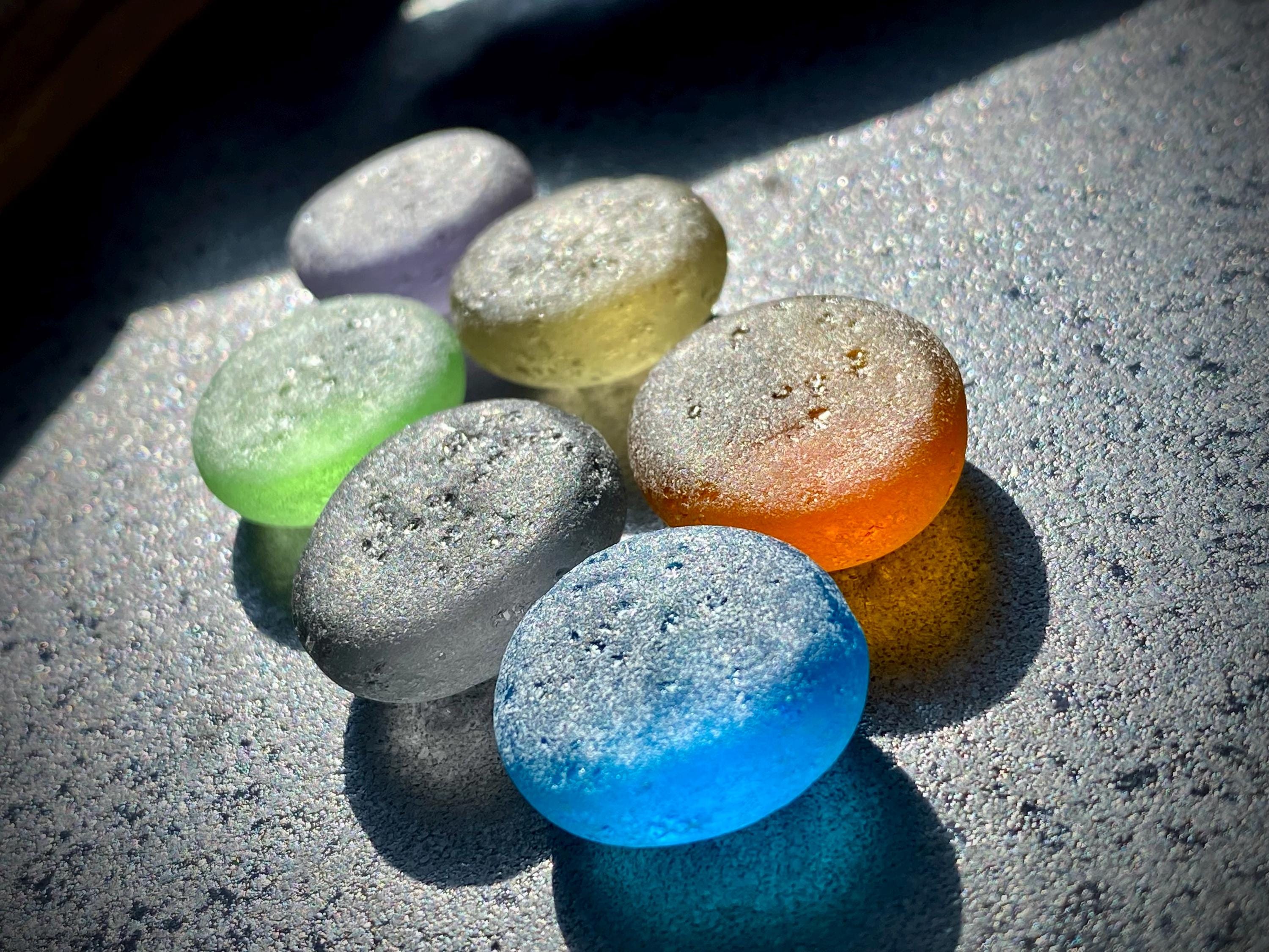 Colored Glass Rock Set Rare Sea Glass Stone Thick Frost Sea Glass 6 Pcs ...