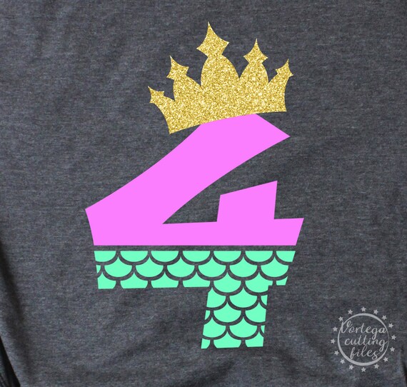 Download Girl 4th Birthday Mermaid Number 4 Birthday Girl Mermaid Svg Etsy