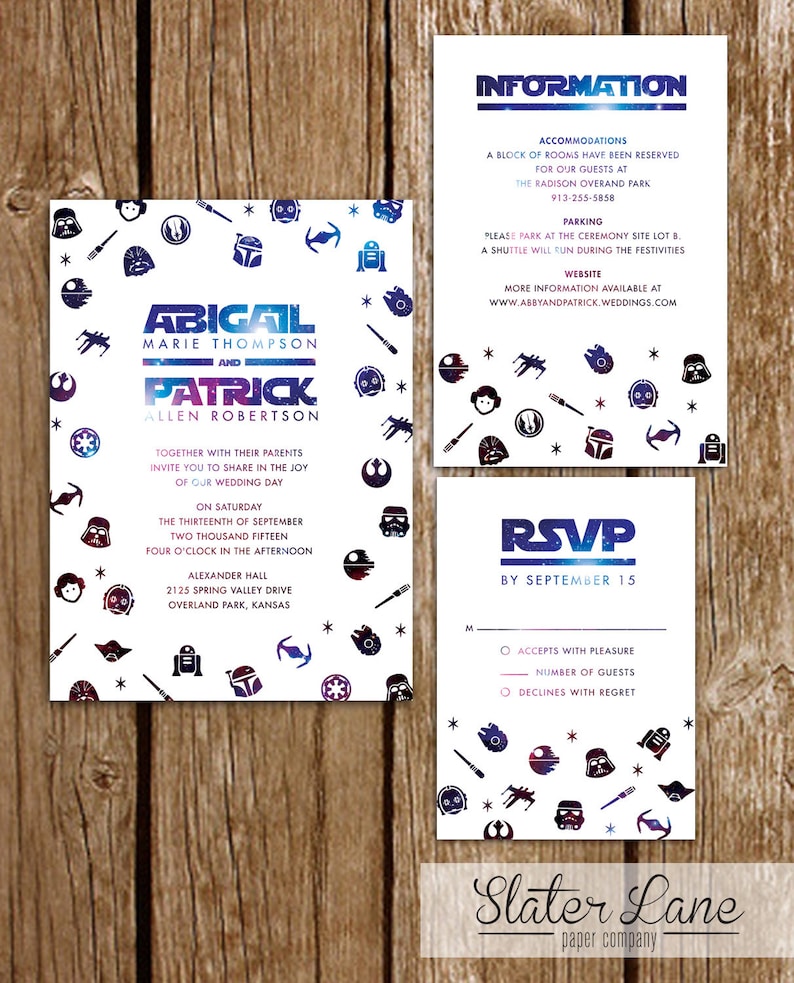 Star Wars Wedding Invitation Theme Galaxy Printable Download Custom Wedding Invite 5x7 image 5