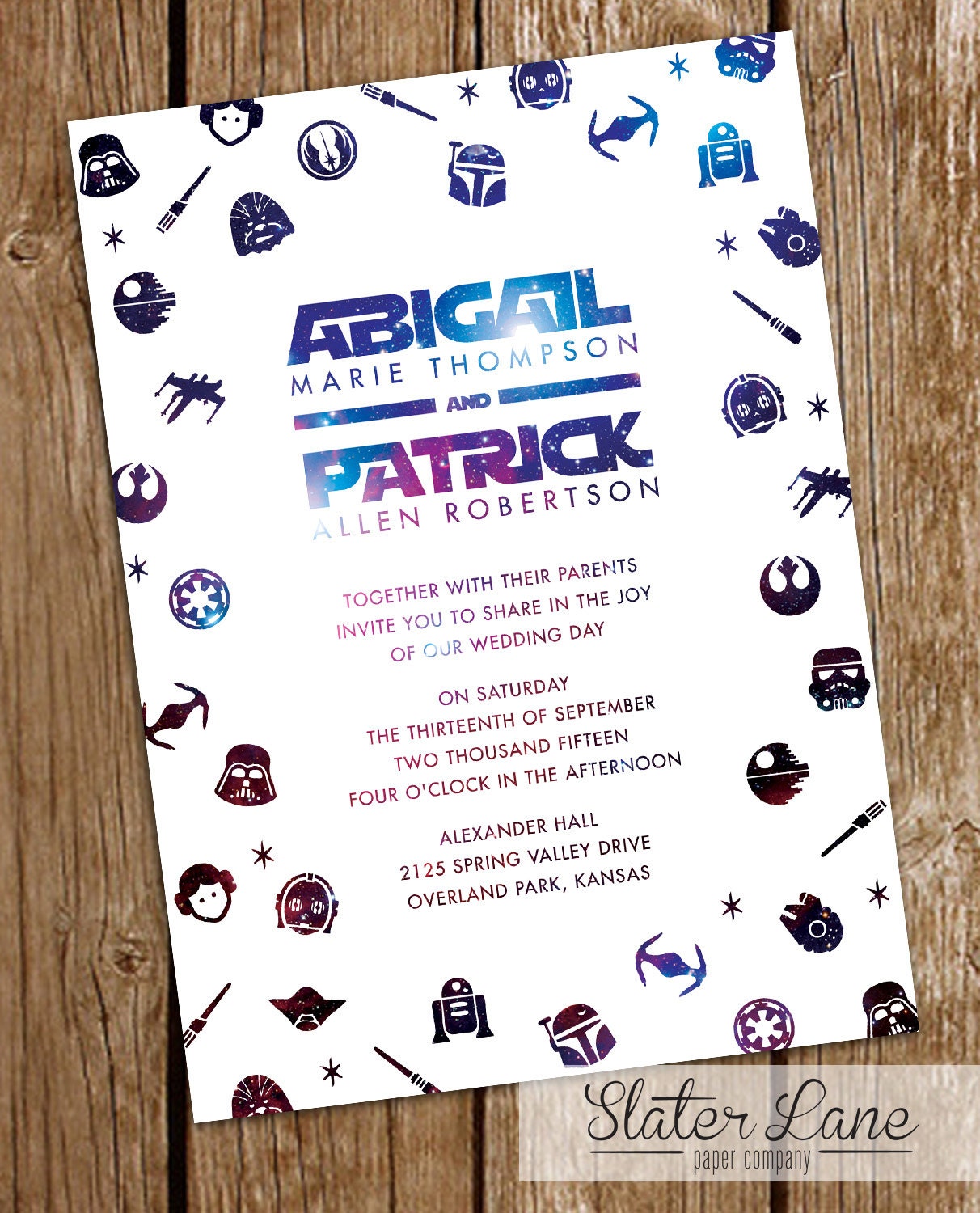 Star Wars Wedding Invitation Theme Galaxy Printable Download Etsy