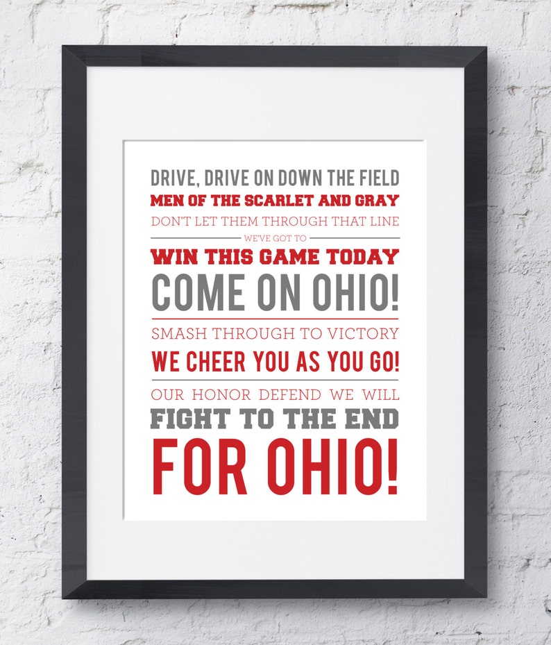 The Ohio Nation College Battle Music Wall Artwork - Printable Obtain - Scarlet and Gray - 8x10 photograph relating to Fight Song Lyrics Printable referred to as The Ohio Region College or university Overcome Tune Wall Artwork - Printable Obtain - Scarlet and Gray - 8x10