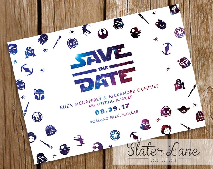 Star Wars Wedding Invitation Theme Galaxy Printable Download Etsy