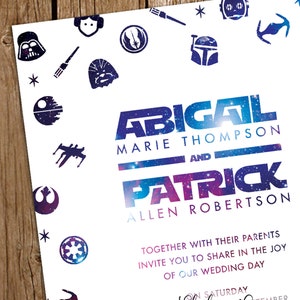 Star Wars Wedding Invitation Theme Galaxy Printable Download Custom Wedding Invite 5x7 image 2