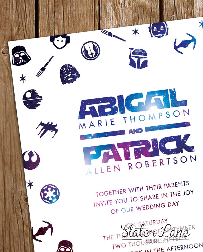 Star Wars Wedding Invitation Theme Galaxy Printable Download Custom Wedding Invite 5x7 image 2
