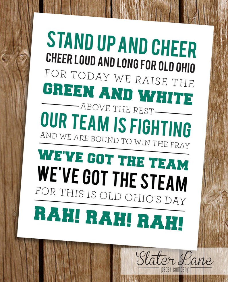 Ohio University Fight Song Wall Art Printable Download Etsy