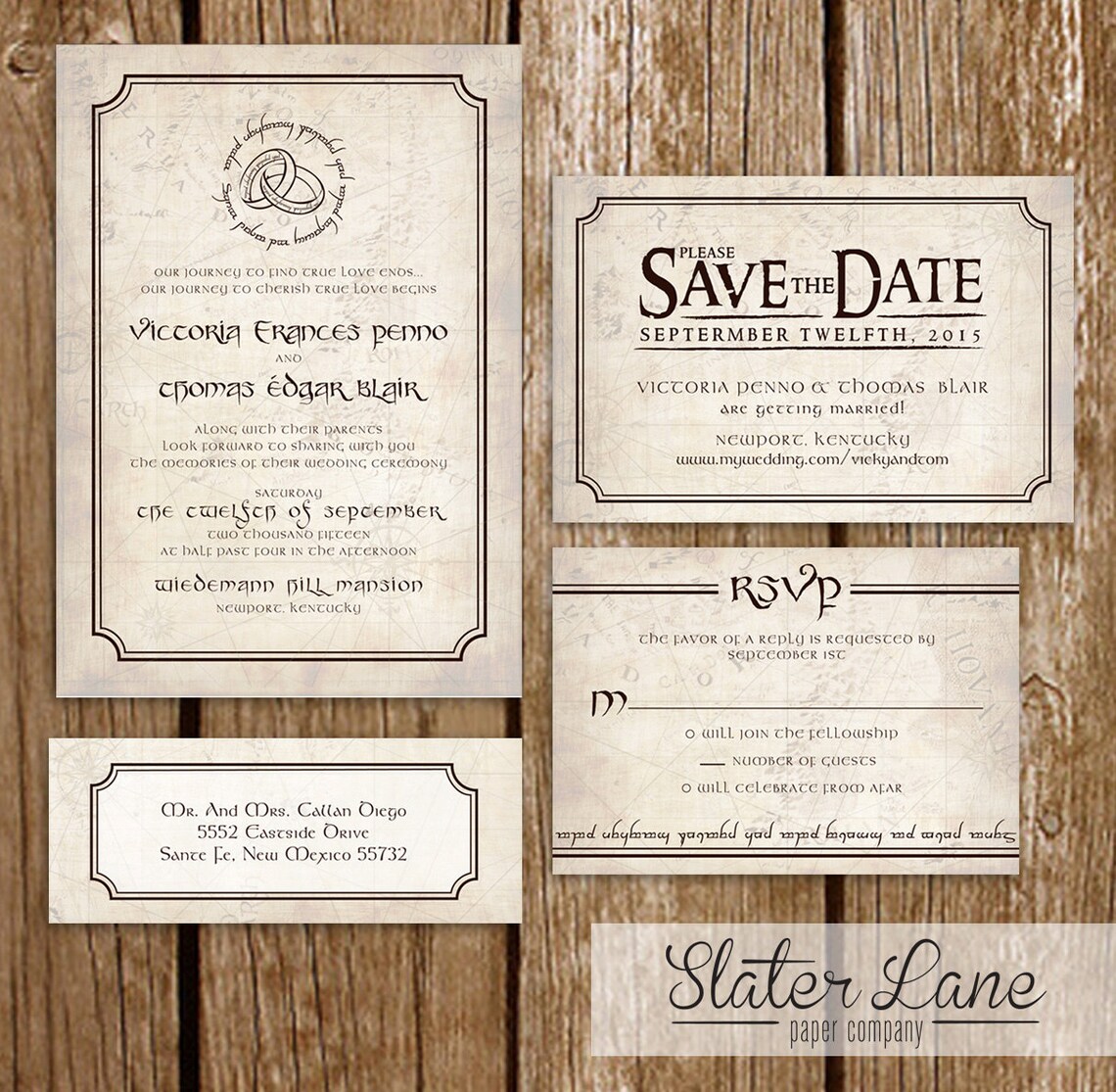 Herr der Ringe Hochzeit Save the Date Karte Mordor Elvish Etsy